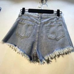 Summer Lovin' Jessica Bara Ariane High Waisted Rhinestone Denim Shorts