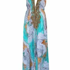 Kareena Maldives Halter Neck Embellished Maxi Dress