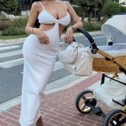 Jessica Bara Gracie Knit Cut Out Maxi Dress Cindy Prado