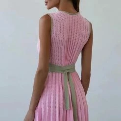 Summer Lovin' Jessica Bara Norma Pleated Strappy Knit Mini Dress