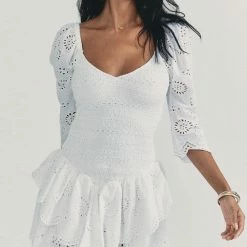 Jessica Bara Elisabeth Long Sleeve Ruffle Mini Dress Dresses