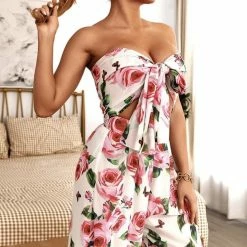 Jessica Bara Zuri Floral Crop Top And Pant Two Piece Set