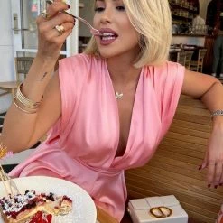 Influencer Style Jessica Bara Israel Deep V Flowy Romper