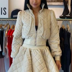 Jessica Bara Dominic Quilted Jacket And Skirt Two Piece Set Influencer Style