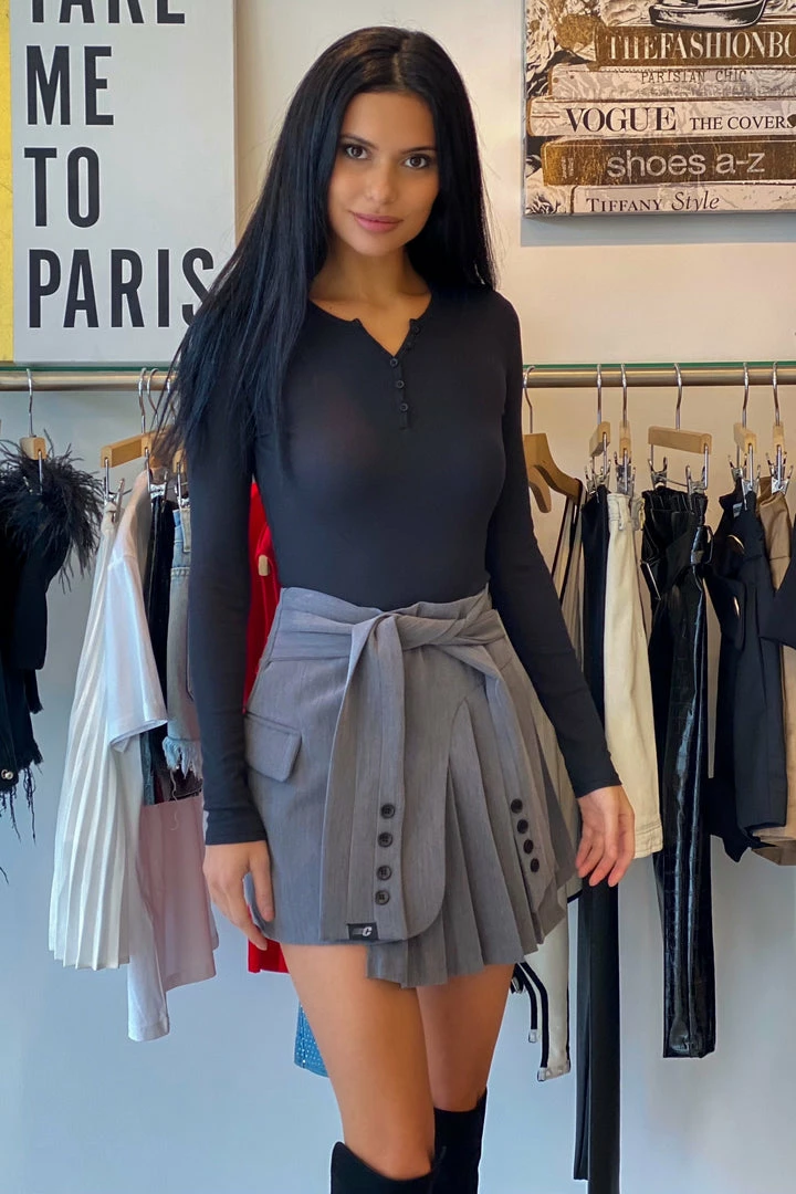 Jessica Bara Chelsie Tie Pleated Mini Skirt Bottoms