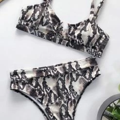 Poolside Essentials Jessica Bara Nico Printed High Waisted Bikini Set