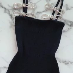 Jessica Bara Skyla Rhinestone Bow Tank Top Influencer Style
