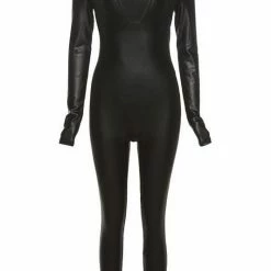 Birthday Suit Jessica Bara Alba Long Sleeve Pleather Jumpsuit