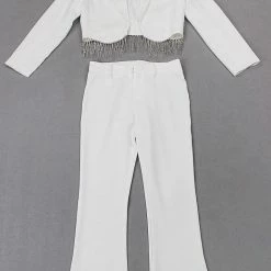 Jessica Bara Beatrix Fringe Blazer And Pant Two Piece Set