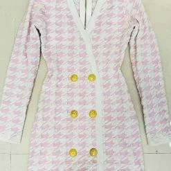 Jessica Bara Polina Gold Button Long Sleeve Mini Dress The 9-5 Shop