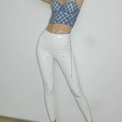 Influencer Style Commando Faux Patent Leather Leggings With Perfect Control