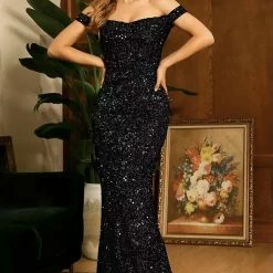 Jessica Bara Tifany Off The Shoulder Glitter Gown The Event Shop