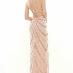The Event Shop Colors Dress Beaded Strappy Back Gown