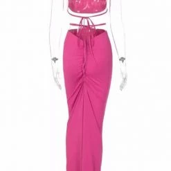 Jessica Bara Katarina Backless Ruched Top And Skirt Two Piece Set Summer Lovin'