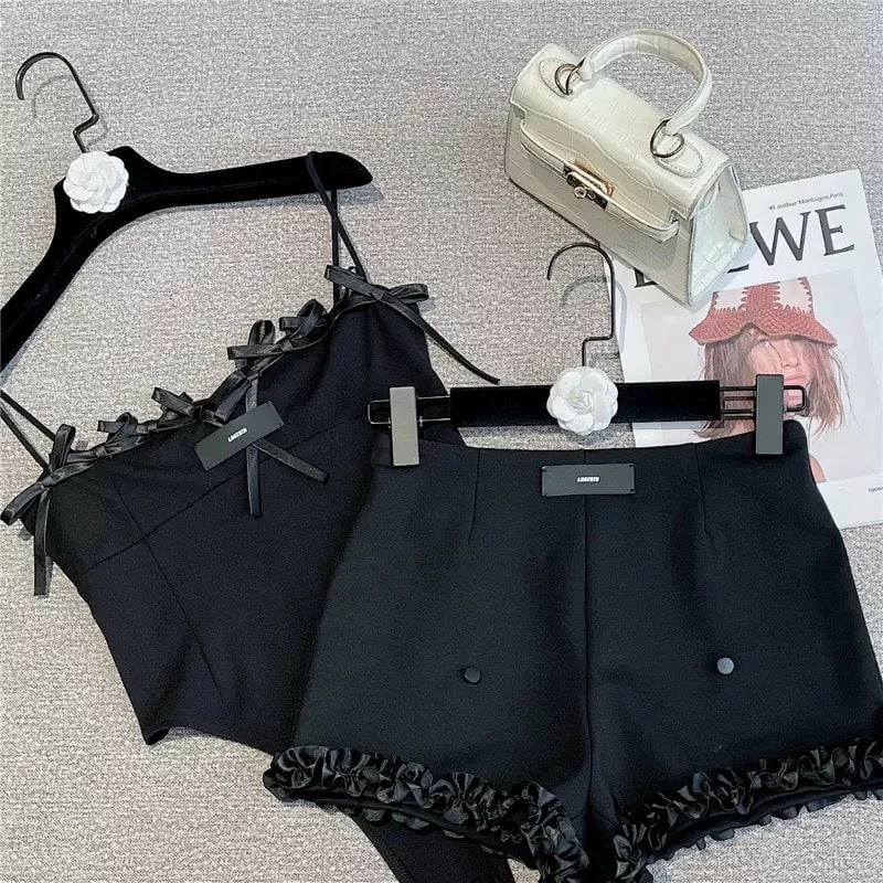 Tops Jessica Bara Kroy Bow Bodysuit And Shorts Two Piece Set