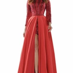 Colors Dress Long Sleeve Sequin Two Piece Gown The Event Shop