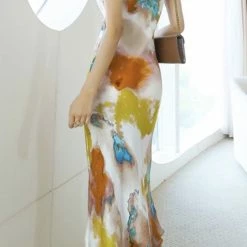 Jessica Bara Christian Tie Dye Spaghetti Strap Midi Dress