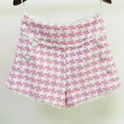 Jessica Bara Aarolyn Houndstooth Tweed Shorts