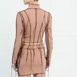 Jessica Bara Jaime Distressed Top & Mini Skirt Two Piece Set