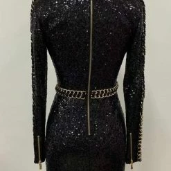 Jessica Bara Shareen Sequin Chain Mini Dress