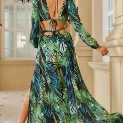 Jessica Bara Thessaly Long Sleeve Cut Out Maxi Dress
