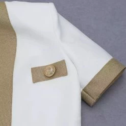 Jessica Bara Meredith Short Sleeve Gold Button Mini Dress