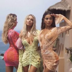 Jessica Bara Baxter Bandana Print See Through Mini Dress Influencer Style