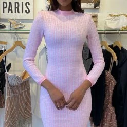 Jessica Bara Nikita Long Sleeve Jacquard Mini Dress Dresses