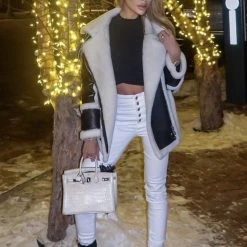 Influencer Style Jessica Bara Makayla Shearling Oversized Coat