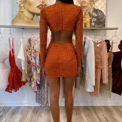 Jessica Bara Delaney Cut Out Long Sleeve Mini Dress