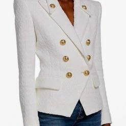 Jessica Bara Colette Double Breasted Gold Button Blazer
