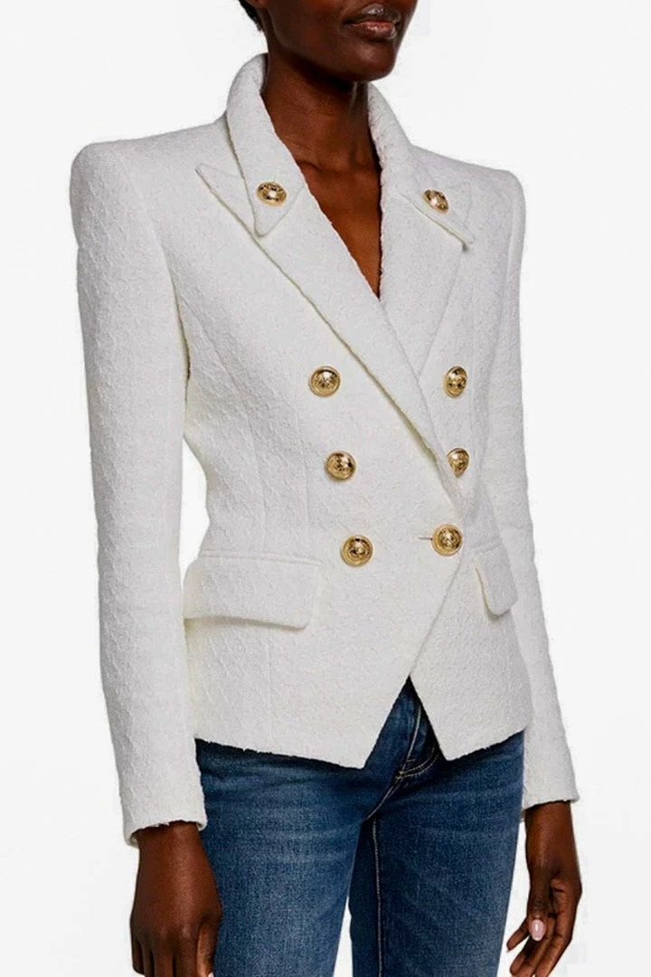 Jessica Bara Colette Double Breasted Gold Button Blazer