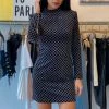 Jessica Bara Cece Long Sleeve Glitter Velvet Mini Dress Birthday Suit