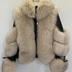 Jessica Bara Hudson Leather & Fur Long Sleeve Jacket Influencer Style
