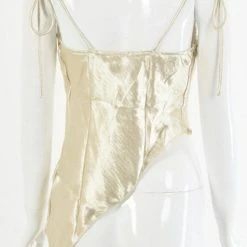 Jessica Bara Isaac Asymmetrical Satin Tank Top