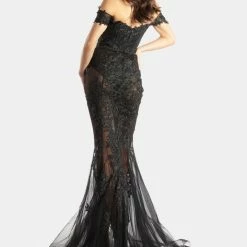 Terani Couture Terani Sheer Mermaid Prom Gown Appliqued With Sultry Lace