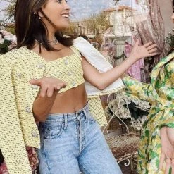 Influencer Style Jessica Bara Oliver Tweed Crystal Button Three Piece Set