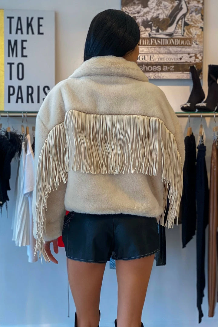 Reve Doll Essentials Jessica Bara Lexie Fringe Faux Fur Jacket