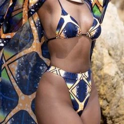 Poolside Essentials Jessica Bara Tamra Retro High Waisted Bikini Set