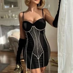 Jessica Bara Lera Crystal Fringe Mini Dress Influencer Style