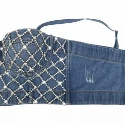 Jessica Bara Skye Rhinestone Bustier Crop Top