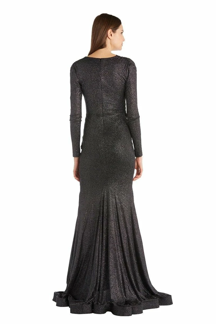 Jessica Bara Selene Long Sleeve V Neck Draped Gown The Event Shop