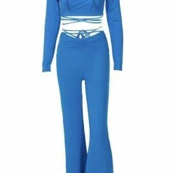 Jessica Bara Melody Strappy Long Sleeve And Pant Two Piece Set Tops