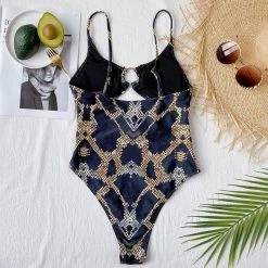 Jessica Bara Farrah Snakeskin Strappy Swimsuit Swimwear