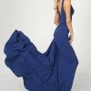 Nicole Bakti V Neck Bodycon Backless Gown
