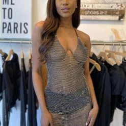 Jessica Bara Shelia Sparkling Mesh Mini Dress Influencer Style