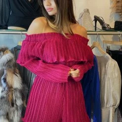 Endless Rose Samantha Off The Shoulder Raspberry Romper