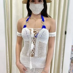 Jessica Bara Carlton Crochet One Piece Cover Up Influencer Style