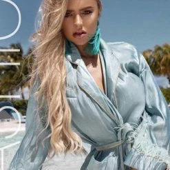 Jessica Bara Chelsia Feather Belted Mini Dress