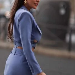 Jessica Bara Eliott Buckle Blazer And Mini Skirt Two Piece Set Influencer Style